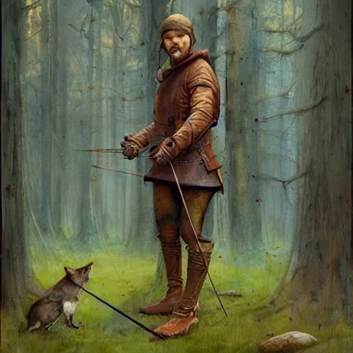 Prompt: Robin Hood, artwork by Esao Andrews,