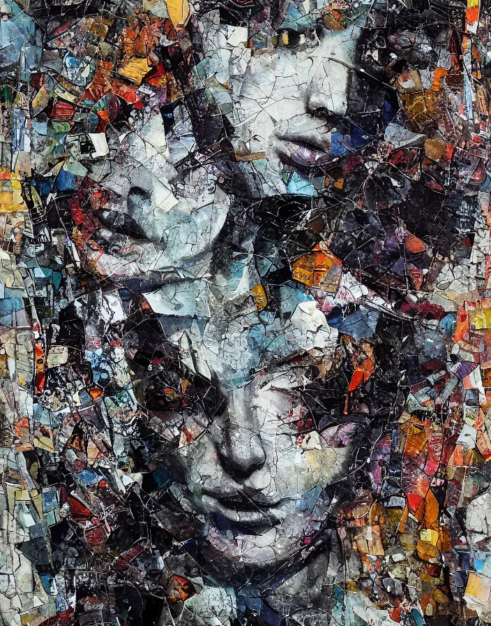 deja vu detailed mixed media collage, conteporary art, | Stable ...