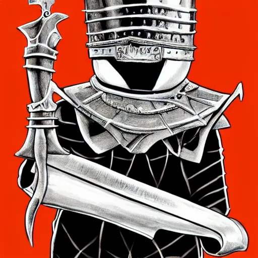 Prompt: donald trump wearing knights armor, donald trump holding one broadsword, by hans holdein, donald trumps highly detailed handsome face, two arms, two legs