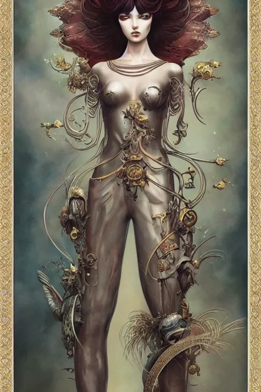 Prompt: ghibli tom bagshaw, curiosities carnival, anime soft paint of a single beautiful female full very tight long metallic suit ornate, accurate features, focus, very intricate ultrafine details, award winning masterpiece