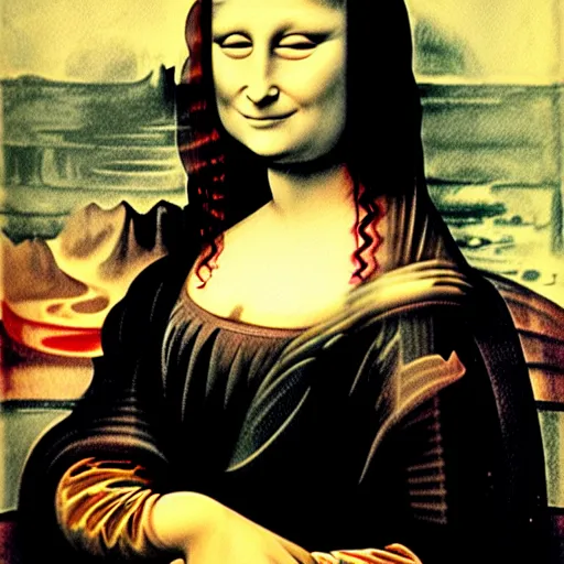 Image similar to mona lisa painted by edvard munch