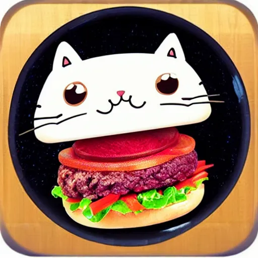 Prompt: cute real cat burger