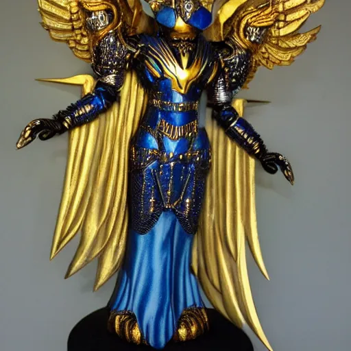 Prompt: art deco valkyrie, blue and gold ornate armor, highly detailed, intricate detail, art station,