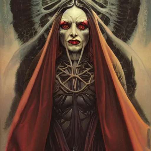 Image similar to portrait of a mutant priestess, by gerald brom