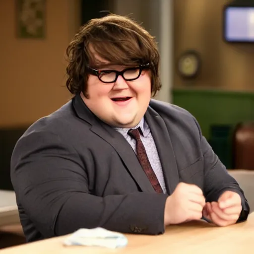 Image similar to clark duke pretending to be brian baumgartner