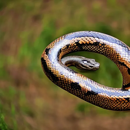 Image similar to hyper realistic photo of a long serpent with a snake head, long shot, very accurate coherent image, natural geographic, award-winning shot