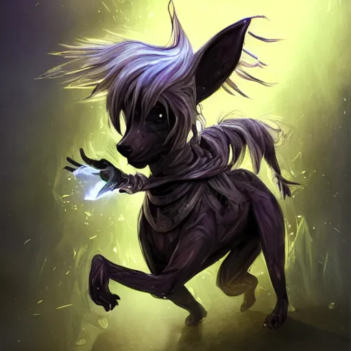 Image similar to Chinese crested powderpuff dog, full body, battle armour, Anthropomorphized, casting epic spell, magic the gathering artwork, D&D, fantasy, cinematic lighting, centered, symmetrical, highly detailed, digital painting, artstation, concept art, smooth, sharp focus, illustration, volumetric lighting, epic Composition, 8k, art by Akihiko Yoshida and Greg Rutkowski and Craig Mullins, heroic pose, oil painting, cgsociety, magic lab background