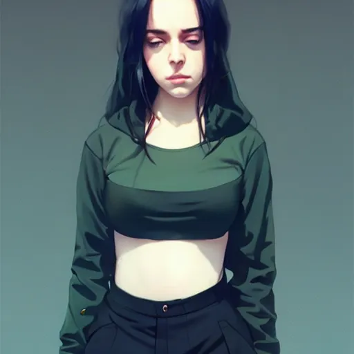 Image similar to a beautiful billie eilish christina hendricks alluring instagram model in crop top, by guweiz and wlop and ilya kuvshinov and artgerm and makoto shinkai and studio ghibli, symmetrical eyes, aesthetic, gorgeous, stunning, alluring, attractive, artstation, deviantart, pinterest, digital art