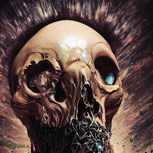 Image similar to portrait_of_a_melting_skull._intricate_abstract._intricate_artwork._by_Tooth_Wu_wlop_beeple_dan_mumford._octane_render_trending_on_artstat