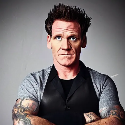 Image similar to gordan ramsay as the lead singer in the smiths