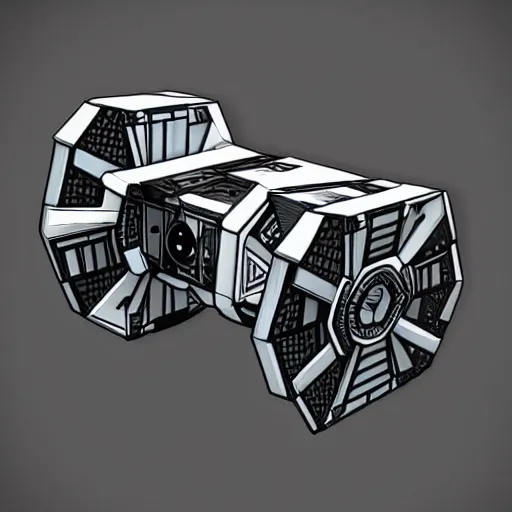 Prompt: nssis - class clawcraft tie fighter from star wars stylized