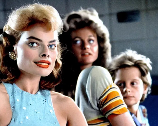 Image similar to margot robbie as lorraine baines in back to the future, 1985, cdx