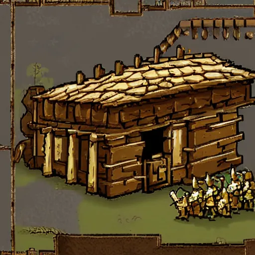 Prompt: a medieval barrack where you train warriors, sprite art, painted, 2 d game