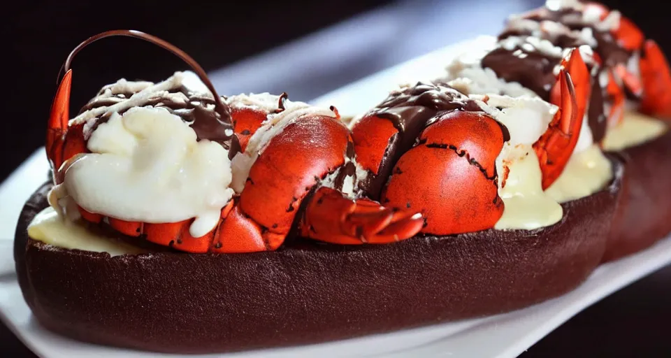Image similar to chocolate lava stuffed lobster roll promotional image