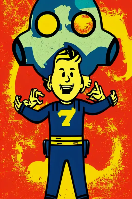 Image similar to fallout 7 6 retro futurist illustration art by butcher billy, sticker, colorful, illustration, highly detailed, simple, smooth and clean vector curves, no jagged lines, vector art, smooth andy warhol style