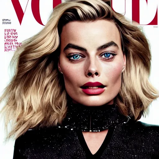 Image similar to a portrait of margot robbie, vogue cover, highly detailed