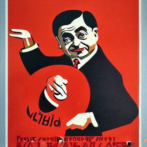 Image similar to Soviet propaganda poster about Mr Bean