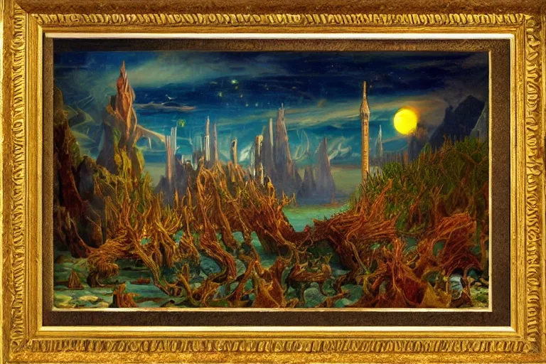 Image similar to miskatonic university big bang seascape in the style of dr. seuss,'harry potter directed by christopher columbus ', painting by albert bierstadt