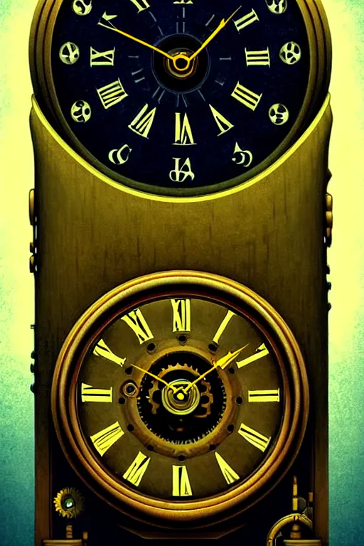 Image similar to steampunk pocket clock, edward hopper and james gilleard zdzislaw beksisnski higly detailed