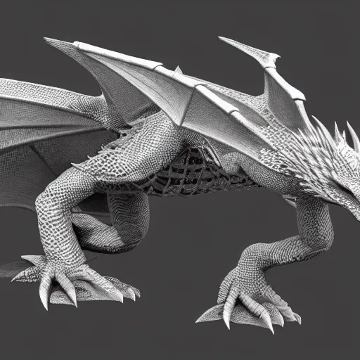 Prompt: wireframe render of a dragon