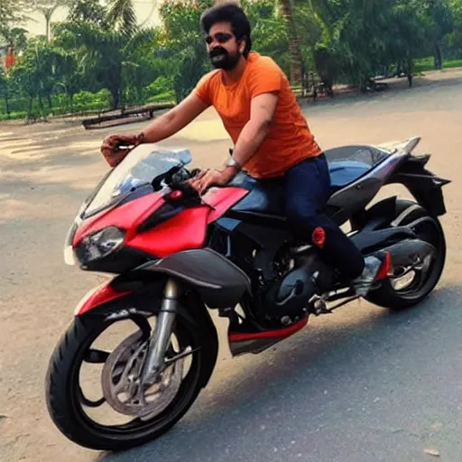 Image similar to ajith kumar actor riding a cool sports bike