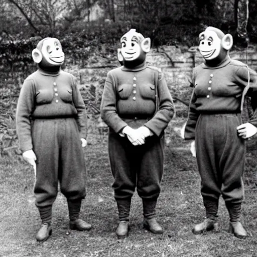 Prompt: German WW2 officers dressed up as the teletubbies