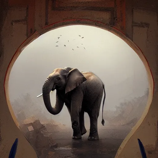 Image similar to an elephant wearing a tutu, greg rutkowski