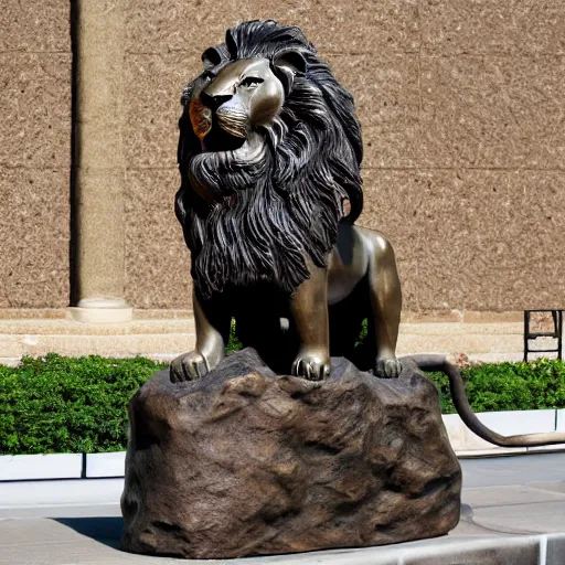 Image similar to bronze sculpture of a lion standing on a rock