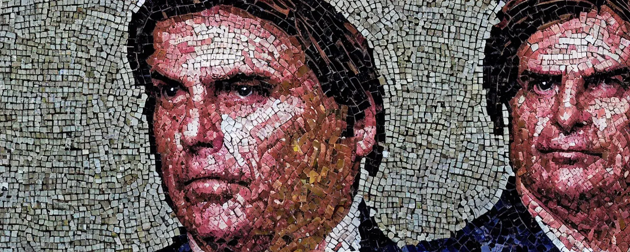 Prompt: portrait of brazilian president jair bolsonaro, as a byzantine mosaic, very detailed