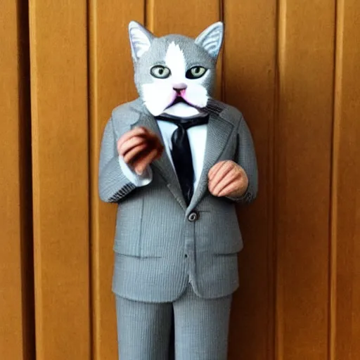 Image similar to cat wearing a suit smoking a cigar