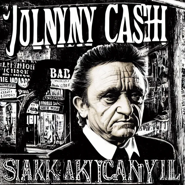 Image similar to album cover for Johnny Cash: The Snake Oil Tapes, album art by Robby Müller, snake oil album, snakes, quack medicine, no text, sometimes there's a dream