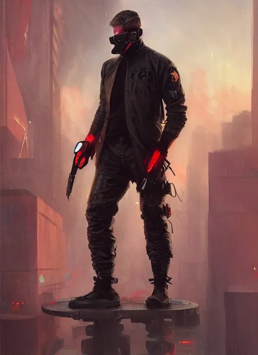 Prompt: cyberpunk Teddy Roosevelt. Cyberpunk ninja in tactical gear. blade runner 2049 concept painting. Epic painting by James Gurney, Azamat Khairov, and Alphonso Mucha. ArtstationHQ. painting with Vivid color. (rb6s, Cyberpunk 2077)