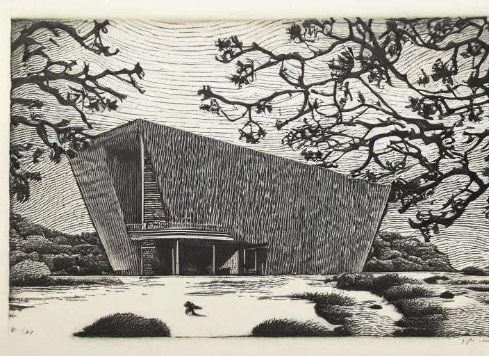 Image similar to a beautiful wood engraving on paper of the museum of everything