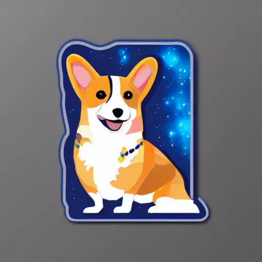 Image similar to galaxy corgi, sticker illustration