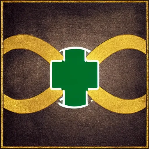 Image similar to flag of Ireland with a golden harp symbol in the middle