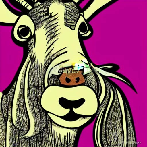 Image similar to a vector illustration of a smoking goat in lowbrow art style