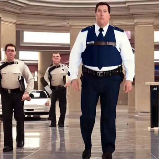 Image similar to Live Action Still of Jerma985 in Paul Blart: Mall Cop, real life, hyperrealistic, ultra realistic, realistic, highly detailed, epic, HD quality, 8k resolution, body and headshot, film still