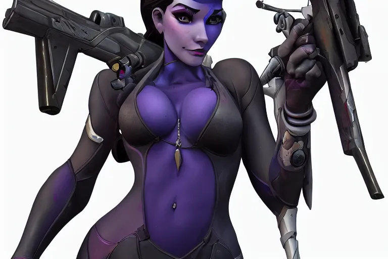 Image similar to Widowmaker from Overwatch, highly detailed, concept art, trending on artstation, award winning, H 768