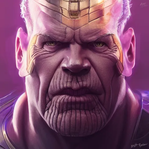 Image similar to portrait of Michael McKean as Thanos, elegant, intricate, headshot, highly detailed, digital painting, artstation, concept art, sharp focus, illustration, art by artgerm and greg rutkowski and alphonse mucha