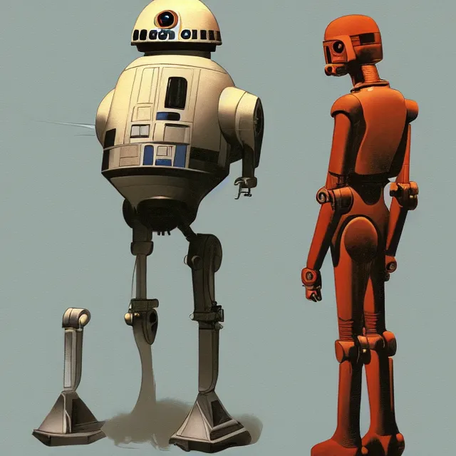 Image similar to toilet droid concept art by ralph mcquarrie