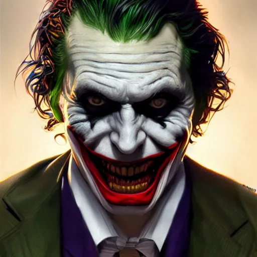 Prompt: ultra realistic illustration of the joker, intricate, elegant, highly detailed, digital painting, artstation, concept art, smooth, sharp focus, illustration, art by artgerm and greg rutkowski and alphonse mucha