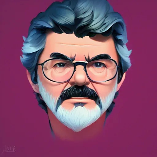 Image similar to face icon stylized minimalist george lucas, loftis, cory behance hd by jesper ejsing, by rhads, makoto shinkai and lois van baarle, ilya kuvshinov, rossdraws global illumination