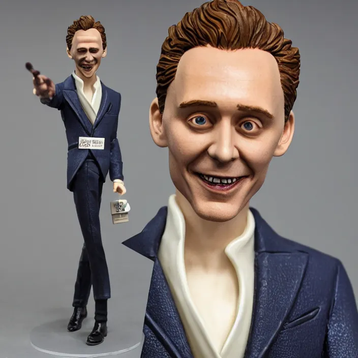 Prompt: tom hiddleston, a goodsmile figure of tom hiddleston, figurine, detailed product photo,