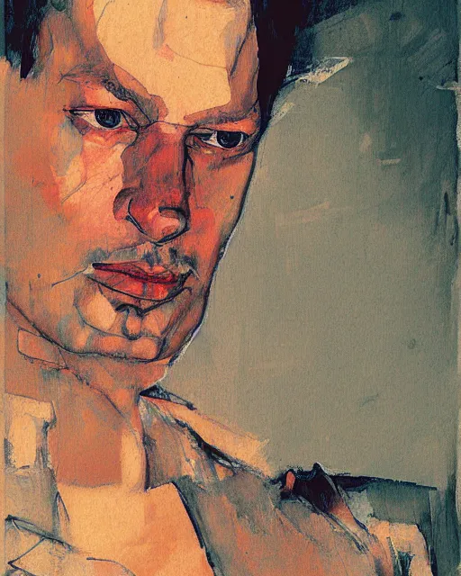 Image similar to portrait of david gilmour by greg rutkowski in the style of egon schiele