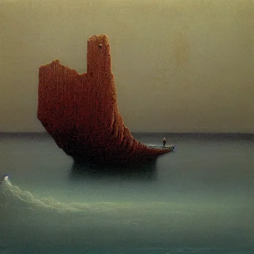 Prompt: Adrift. Alone. No rescue. Zdzisaw Beksinski