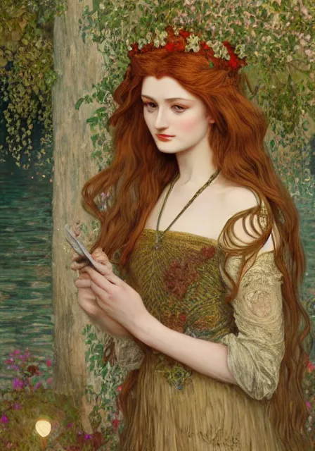 Image similar to sansa, intricate, elegant, highly detailed, digital painting, artstation, concept art, smooth, sharp focus, illustration, pre - raphaelite style, mucha, monet