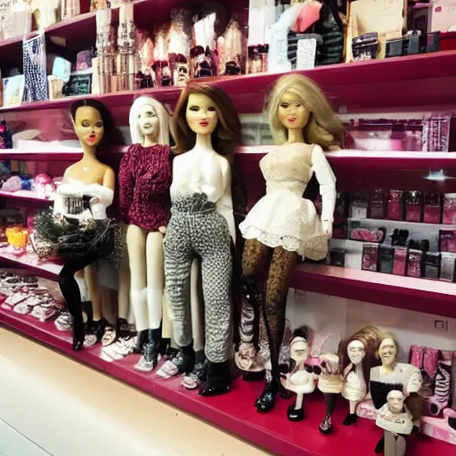 Prompt: beauty dolls in amsterdam shop