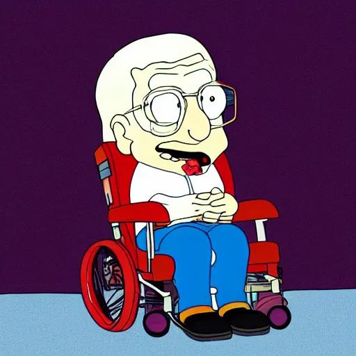 Image similar to Steven Hawking in the style of family guy