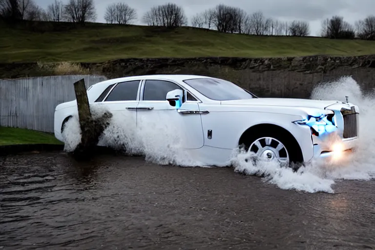 Image similar to stoned teenagers decided to drown Rolls-Royce