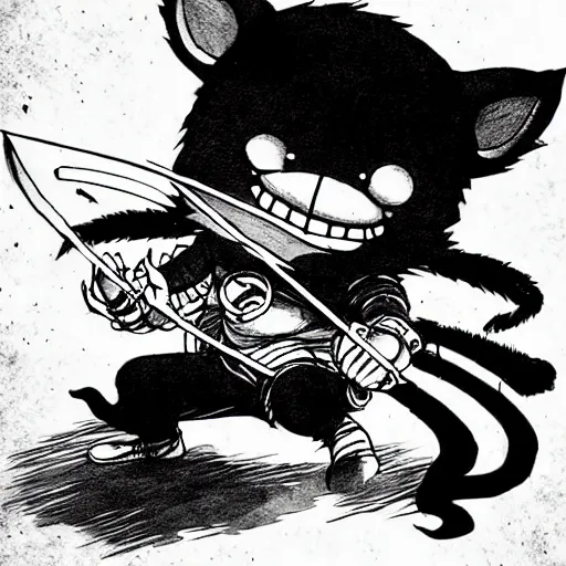 Prompt: Teemo (league of legends, 2009), artwork by kentaro miura, Kentaro Miura style, Berserk Style, High details, cinematic composition, manga, black and white ink style, a lot of details with ink shadows